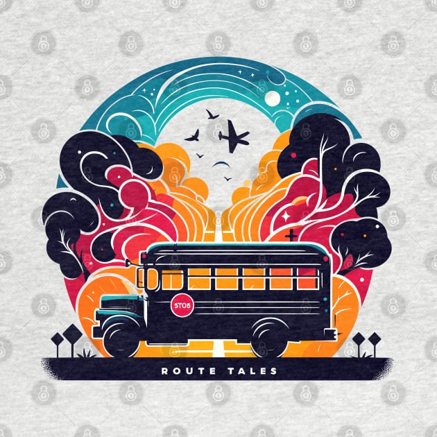 Artistic silhouette of a school bus, Route-Tales by Vehicles-Art